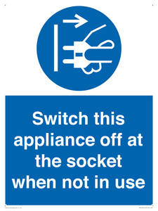 Switch this appliance off at the socket when not in use
